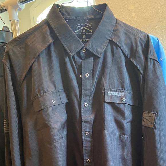 Men’s long sleeve black polyester button down Grunt Style size XL - Picture 1 of 4